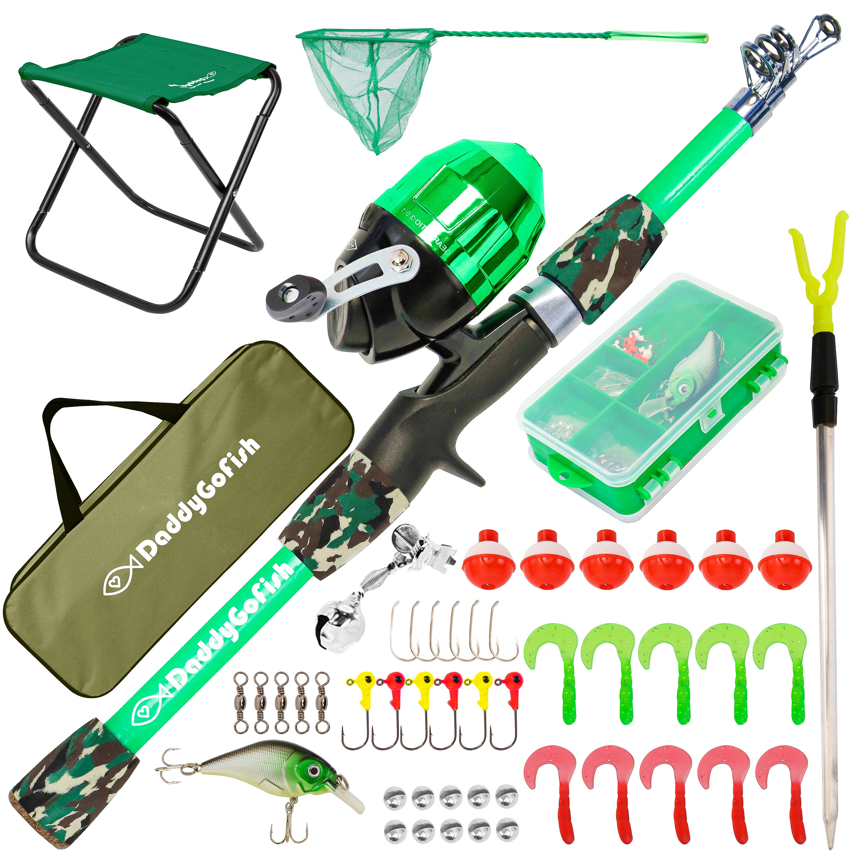 Kids Fishing Pole - Rod Reel Combo Tackle Box Starter Set - First Year Small Dock Gear Kit for Boys Girls Toddler Youth Age Beginner Little Children Junior Anglers