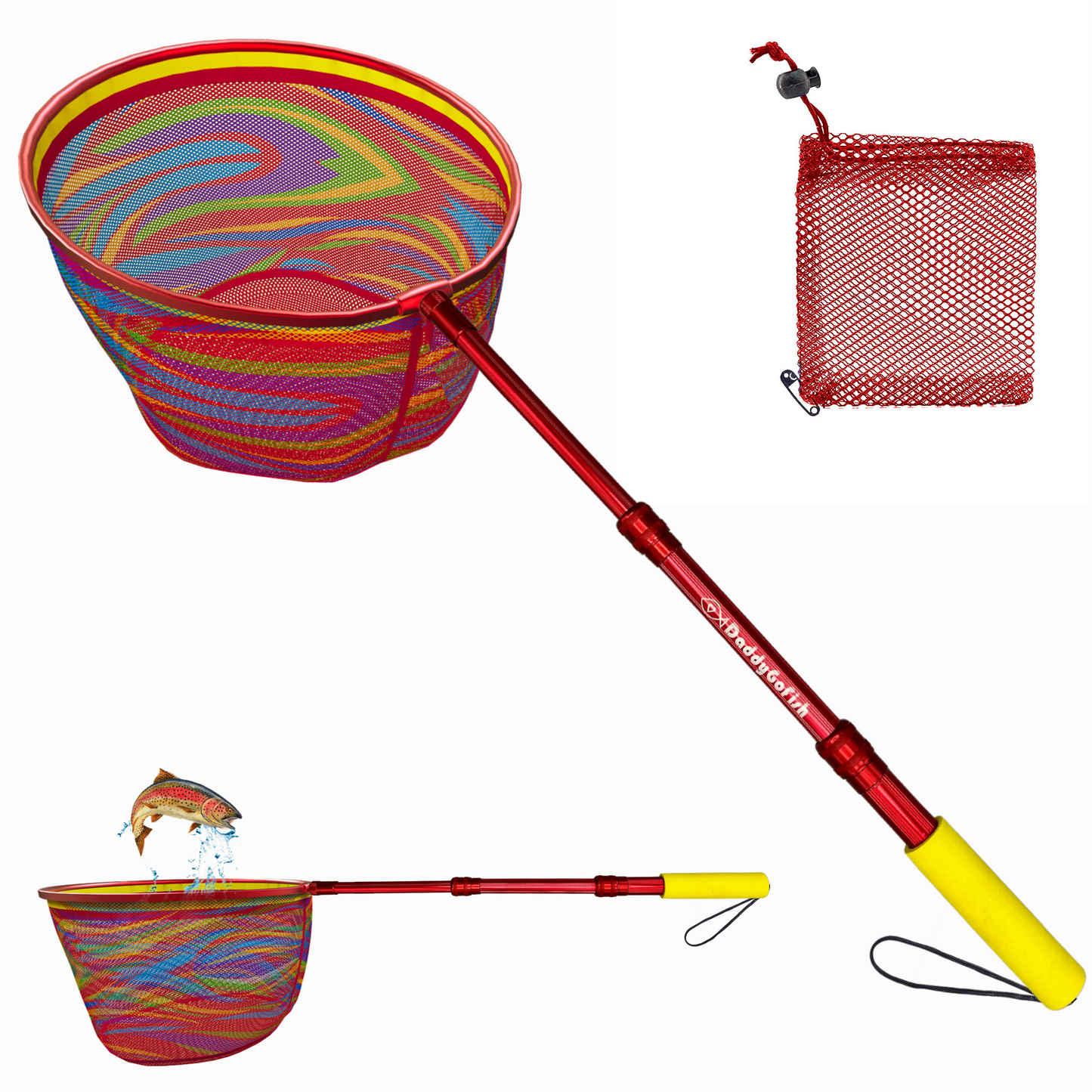 Kids Fishing Nets - Extendable Telescopic Landing Net for Catching Small Fish Crab Shrimp Minnow and Dragonfly at Beach Pier Lake River and Ocean
