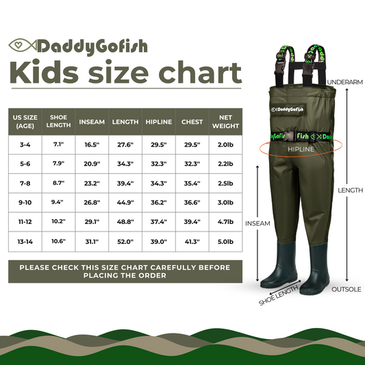 Chest Waders for Kids and Adults, Fishing and Hunting Waders with a Pocket and a Wader Hanger