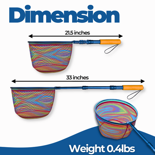 Kids Fishing Nets - Extendable Telescopic Landing Net for Catching Small Fish Crab Shrimp Minnow and Dragonfly at Beach Pier Lake River and Ocean