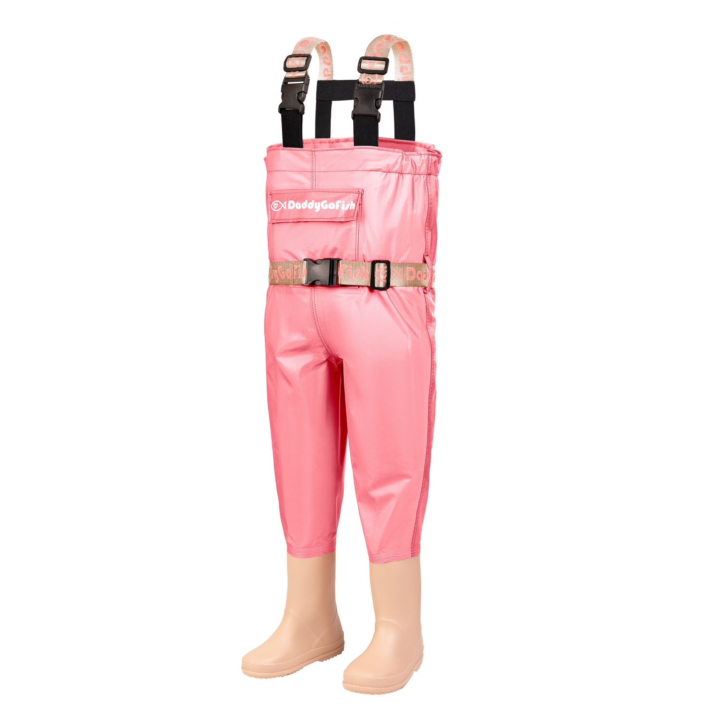PVC Chest Waders for Kids, Pink Fishing and Hunting Waders, Waterproof, Easy To Clean