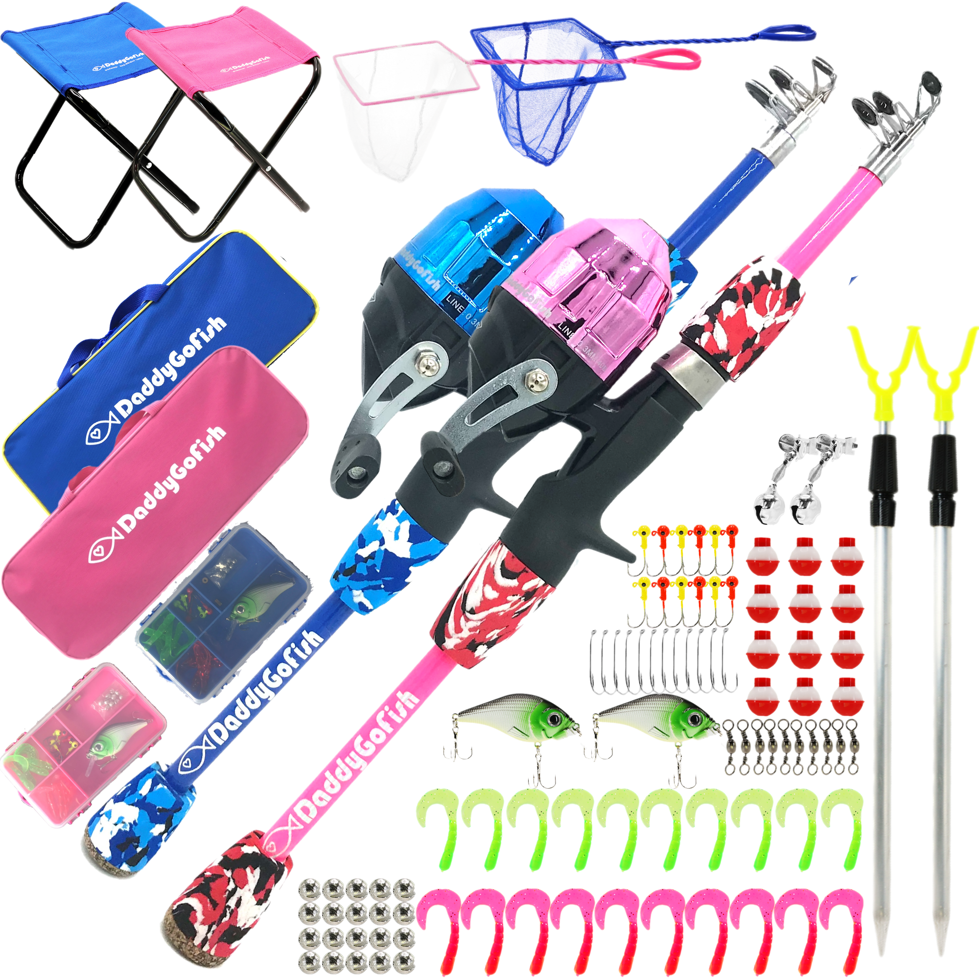 Kids Fishing Pole - Rod Reel Combo Tackle Box Starter Set - First Year Small Dock Gear Kit for Boys Girls Toddler Youth Age Beginner Little Children Junior Anglers