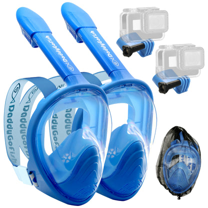 Kids Snorkel Mask | Snorkle Snorkeling Gear with Camera Mount | Extendable Telescopic Landing Fishing Net & Snorkeling Mask Combo Set Anti-Fog Anti-Leak
