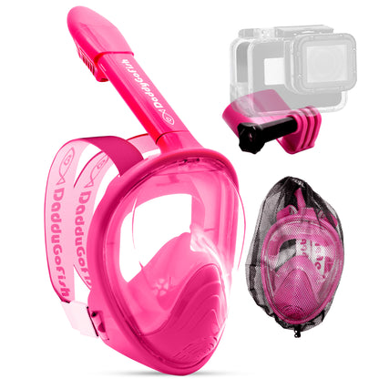 Kids Snorkel Mask | Snorkle Snorkeling Gear with Camera Mount | Extendable Telescopic Landing Fishing Net & Snorkeling Mask Combo Set Anti-Fog Anti-Leak