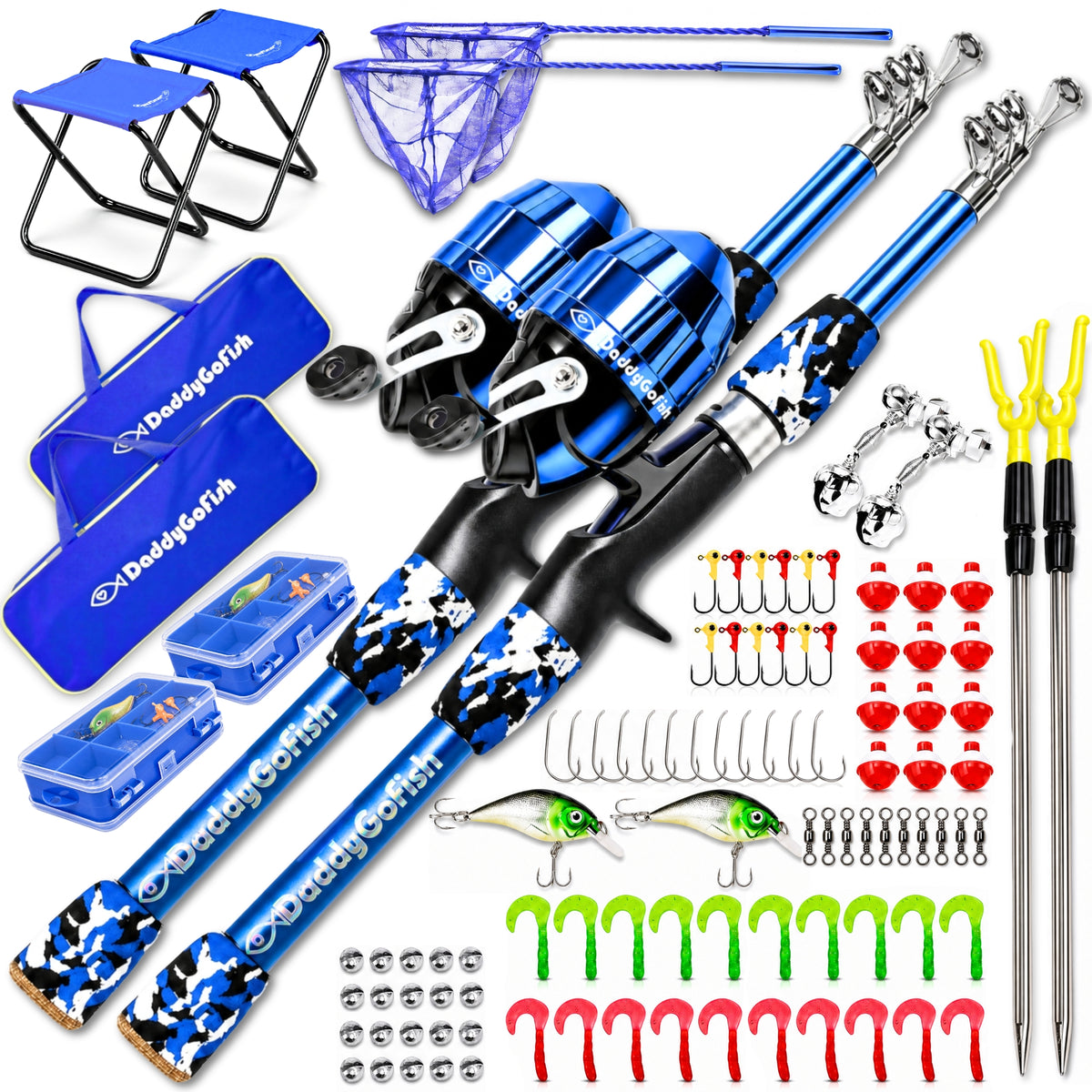 Kids Fishing Pole - Rod Reel Combo Tackle Box Starter Set - First Year Small Dock Gear Kit for Boys Girls Toddler Youth Age Beginner Little Children Junior Anglers