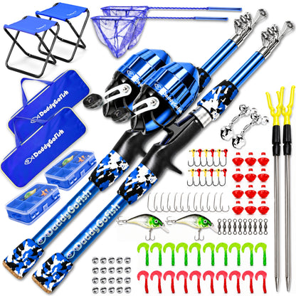 Kids Fishing Pole - Rod Reel Combo Tackle Box Starter Set - First Year Small Dock Gear Kit for Boys Girls Toddler Youth Age Beginner Little Children Junior Anglers