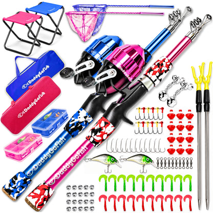 Kids Fishing Pole - Rod Reel Combo Tackle Box Starter Set - First Year Small Dock Gear Kit for Boys Girls Toddler Youth Age Beginner Little Children Junior Anglers