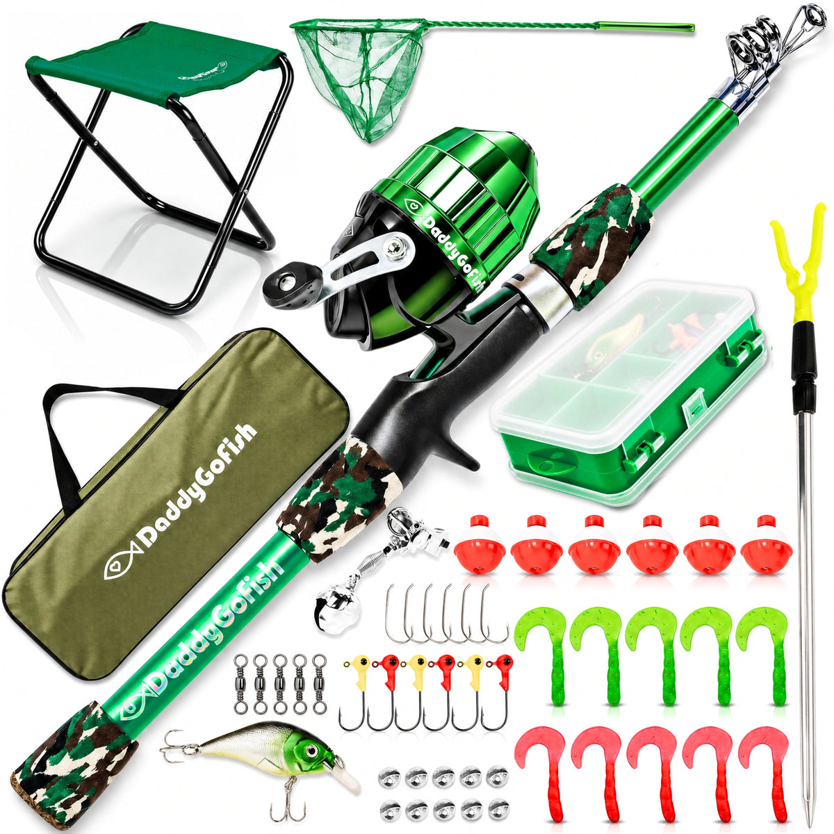 Kids Fishing Pole - Rod Reel Combo Tackle Box Starter Set - First Year Small Dock Gear Kit for Boys Girls Toddler Youth Age Beginner Little Children Junior Anglers