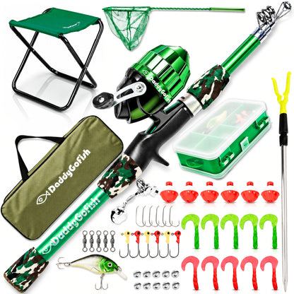 Kids Fishing Pole - Rod Reel Combo Tackle Box Starter Set - First Year Small Dock Gear Kit for Boys Girls Toddler Youth Age Beginner Little Children Junior Anglers