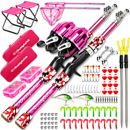 Kids Fishing Pole - Rod Reel Combo Tackle Box Starter Set - First Year Small Dock Gear Kit for Boys Girls Toddler Youth Age Beginner Little Children Junior Anglers