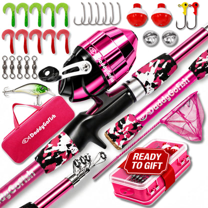 Kids Fishing Pole for Boys, Girls & Youth Age, Toddler Fishing Pole Set Kit