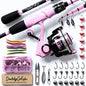 Kids Fishing Pole Set - Carbon Fiber Telescopic Rod and Spinning Reel Combo with Tackle Box | Travel Kit for Saltwater and Freshwater Fishing