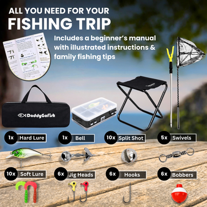 Kids Fishing Pole - Rod Reel Combo Tackle Box Starter Set - First Year Small Dock Gear Kit for Boys Girls Toddler Youth Age Beginner Little Children Junior Anglers