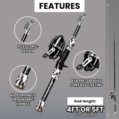 Kids Fishing Pole - Rod Reel Combo Tackle Box Starter Set - First Year Small Dock Gear Kit for Boys Girls Toddler Youth Age Beginner Little Children Junior Anglers