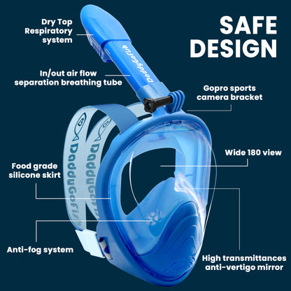 Kids Snorkel Mask | Snorkle Snorkeling Gear with Camera Mount | Extendable Telescopic Landing Fishing Net & Snorkeling Mask Combo Set Anti-Fog Anti-Leak