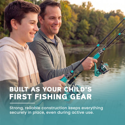 Kids Fishing Pole Set - Carbon Fiber Telescopic Rod and Spinning Reel Combo with Tackle Box | Travel Kit for Saltwater and Freshwater Fishing