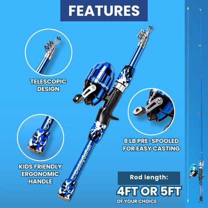 Kids Fishing Pole for Boys, Girls & Youth Age, Toddler Fishing Pole Set Kit