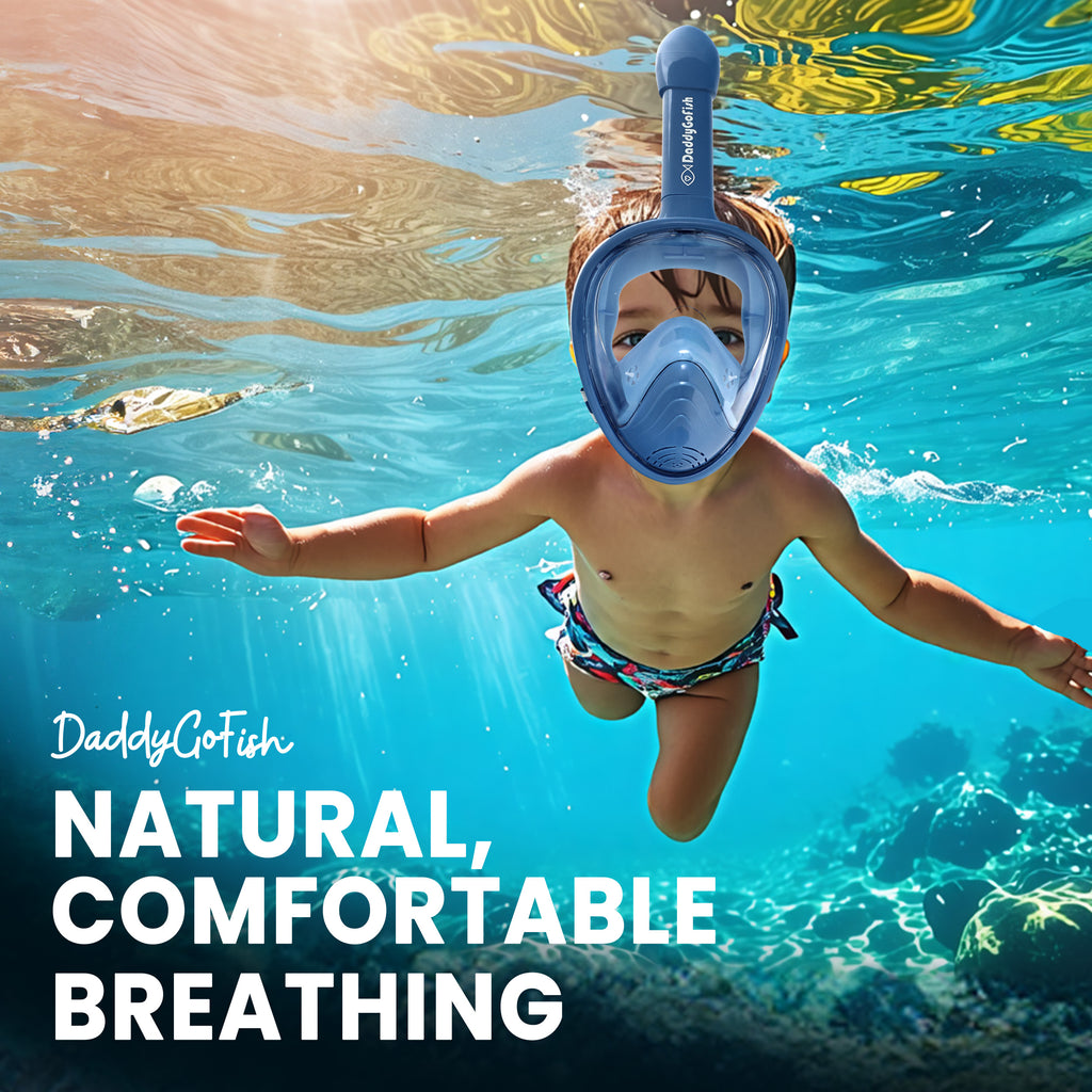 Kids Snorkel Mask | Snorkle Snorkeling Gear with Camera Mount | Extendable Telescopic Landing Fishing Net & Snorkeling Mask Combo Set Anti-Fog Anti-Leak