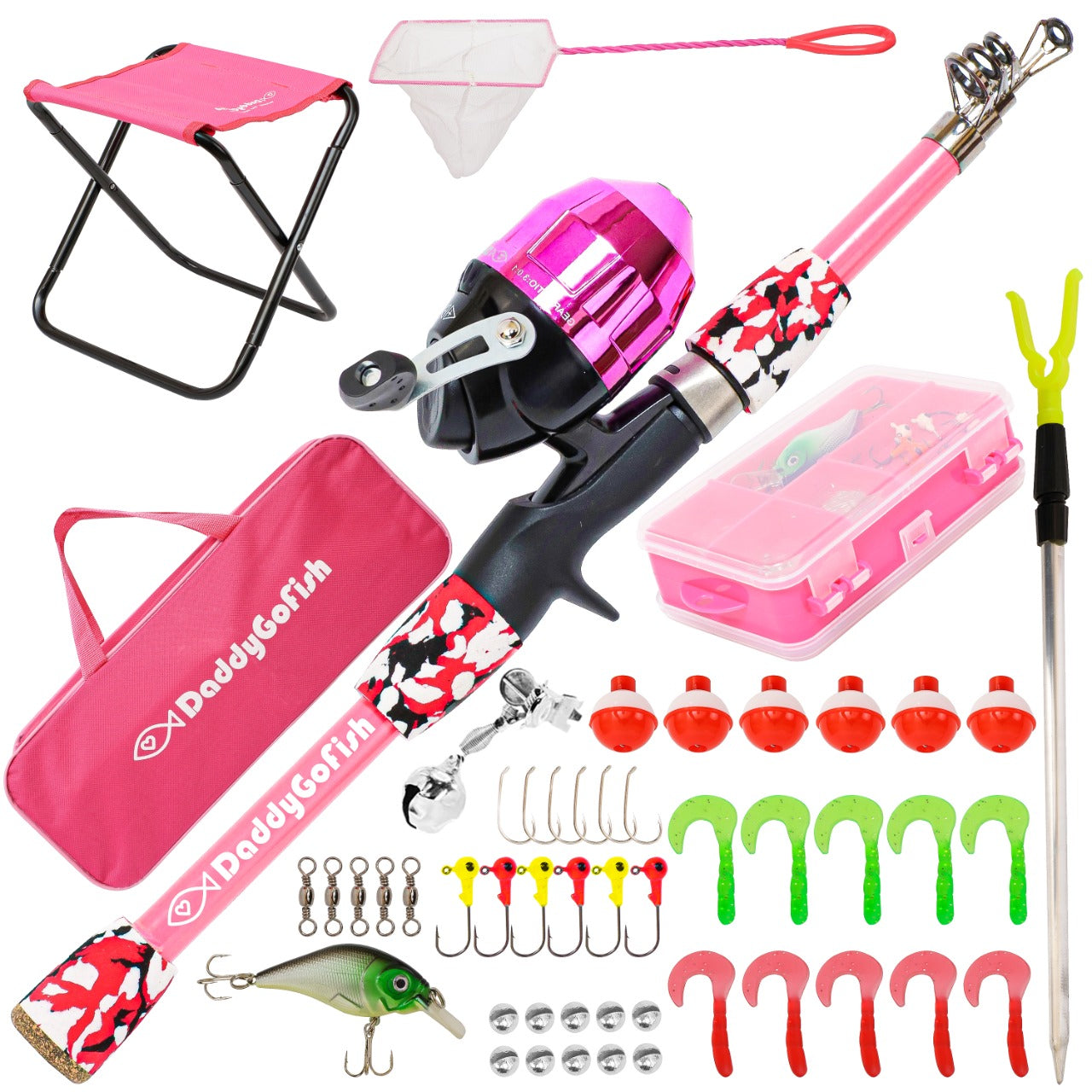 Kids Fishing Pole - Rod Reel Combo Tackle Box Starter Set - First Year Small Dock Gear Kit for Boys Girls Toddler Youth Age Beginner Little Children Junior Anglers