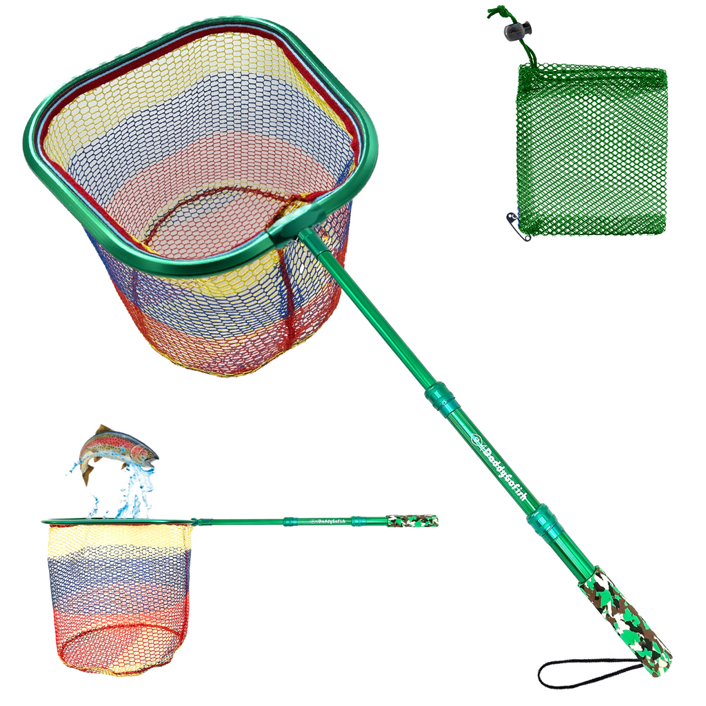 Kids Fishing Nets - Extendable Telescopic Fishing Net for Catching Fish Crab Shrimp Minnow and Dragonfly at Beach Pier Lake River and Ocean