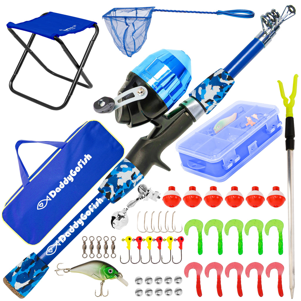 Kids Fishing Pole - Rod Reel Combo Tackle Box Starter Set - First Year Small Dock Gear Kit for Boys Girls Toddler Youth Age Beginner Little Children Junior Anglers