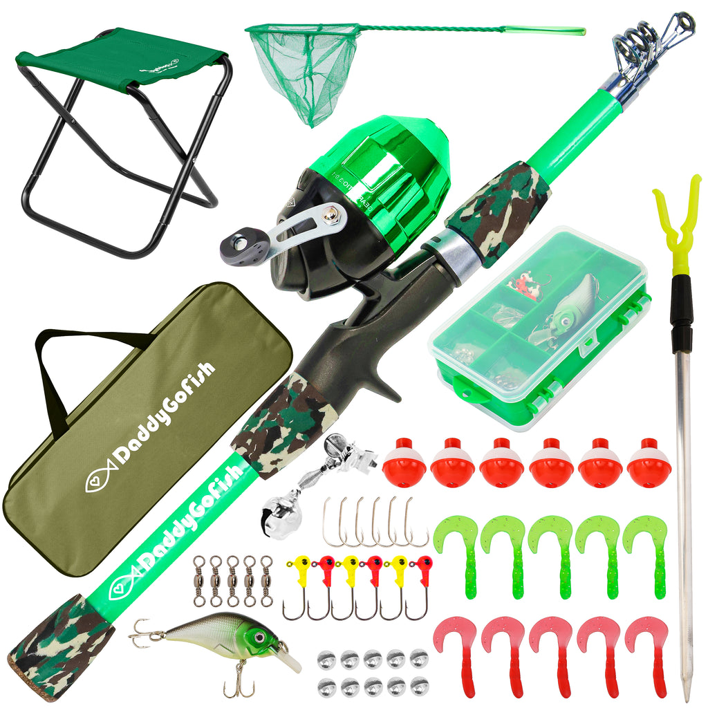 Kids Fishing Pole - Rod Reel Combo Tackle Box Starter Set - First Year Small Dock Gear Kit for Boys Girls Toddler Youth Age Beginner Little Children Junior Anglers
