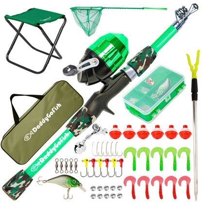 Kids Fishing Pole - Rod Reel Combo Tackle Box Starter Set - First Year Small Dock Gear Kit for Boys Girls Toddler Youth Age Beginner Little Children Junior Anglers