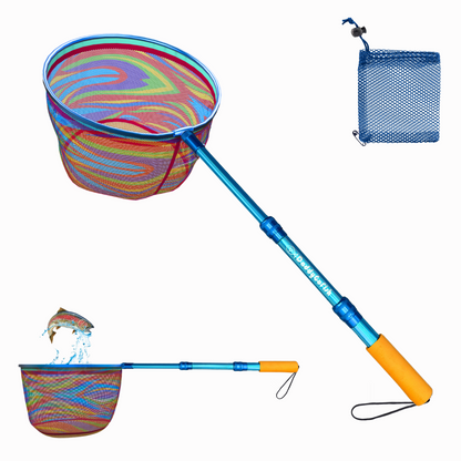 Kids Fishing Nets - Extendable Telescopic Landing Net for Catching Small Fish Crab Shrimp Minnow and Dragonfly at Beach Pier Lake River and Ocean