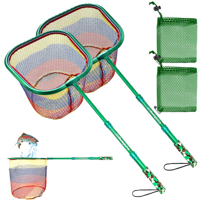 Kids Fishing Nets - Extendable Telescopic Fishing Net for Catching Fish Crab Shrimp Minnow and Dragonfly at Beach Pier Lake River and Ocean