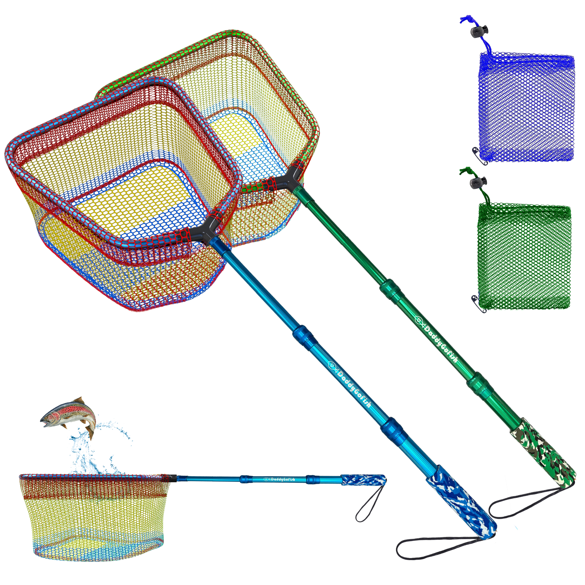 Kids Fishing Nets - Telescopic and Extendable Landing Net for Boys and Girls to Catch Small Fish Crabs Shrimps Minnows and Dragonflies in Various Water Bodies