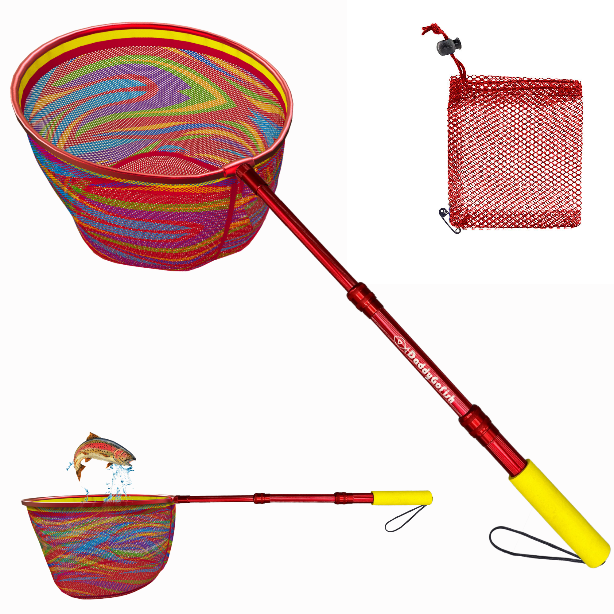 Kids Fishing Nets - Extendable Telescopic Landing Net for Catching Small Fish Crab Shrimp Minnow and Dragonfly at Beach Pier Lake River and Ocean