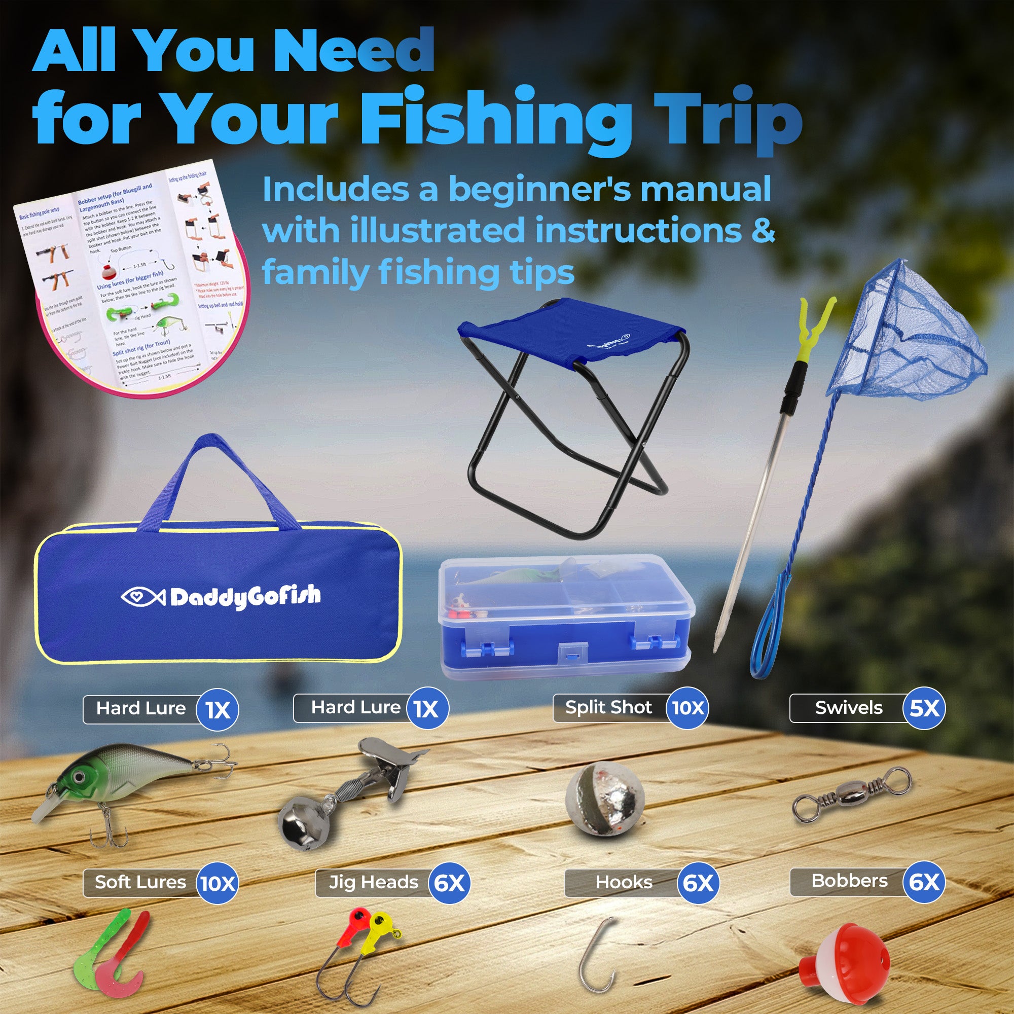 Kids Fishing Pole - Rod Reel Combo and Tackle Box Starter Set - Beginner Fishing Gear Kit for Boys, Girls, Toddlers, Youth, and Junior Anglers