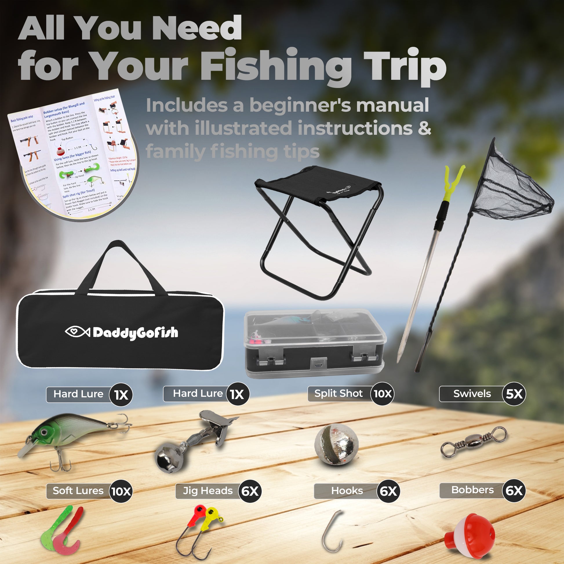 Kids Fishing Pole - Rod Reel Combo Tackle Box Starter Set - First Year DaddyGoFish Kids Fishing Pole - Rod Reel Combo Tackle Box Starter Set - First Year DaddyGoFish