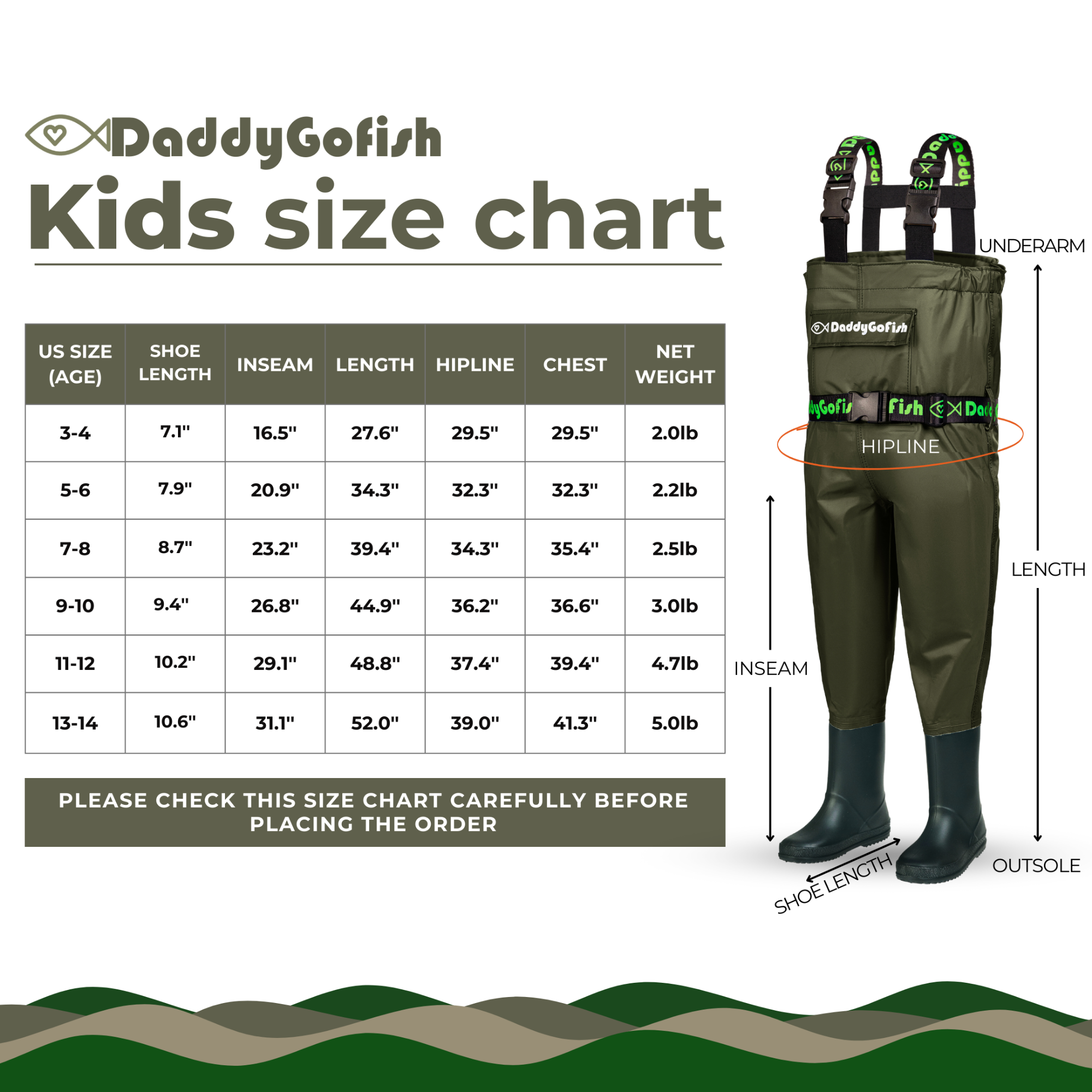 Chest Waders for Kids and Adults, Fishing and Hunting Waders with a Pocket and a Wader Hanger