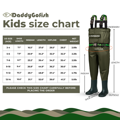 Chest Waders for Kids and Adults, Fishing and Hunting Waders with a Pocket and a Wader Hanger