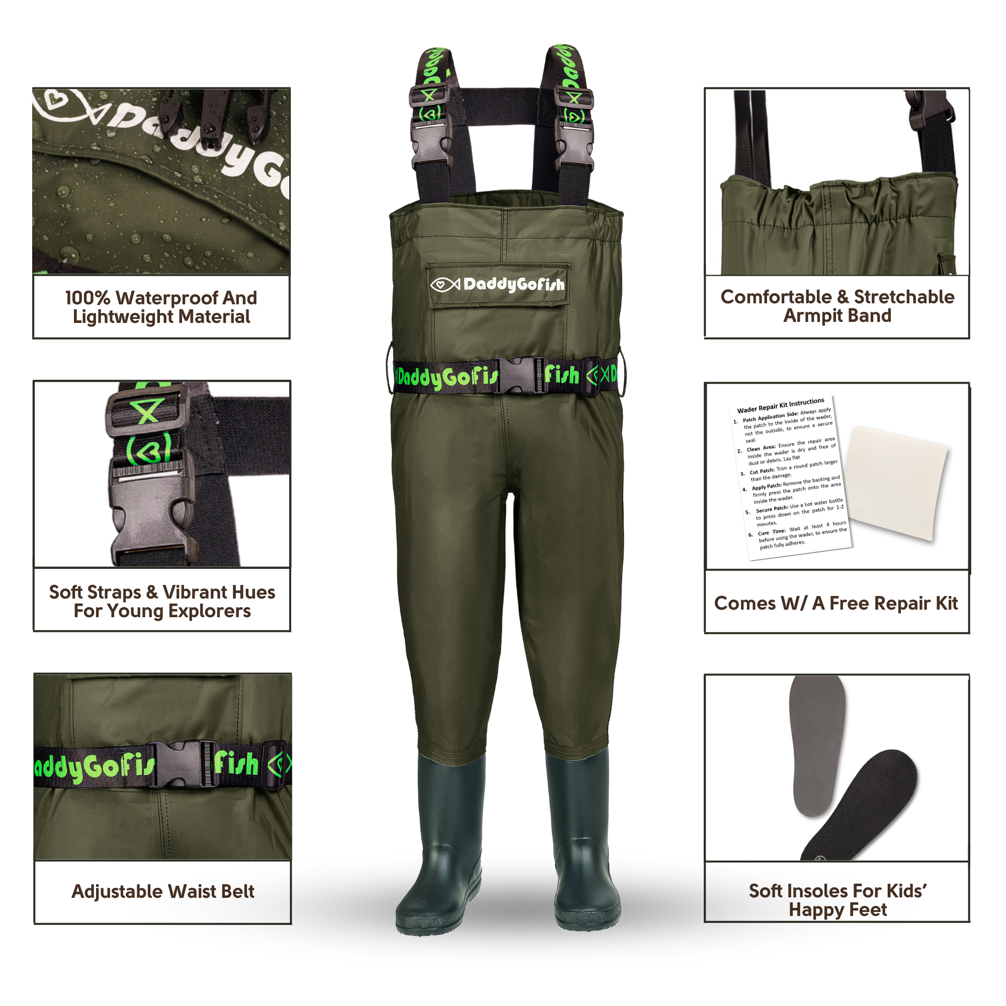 Chest Waders for Kids and Adults, Fishing and Hunting Waders with a Pocket and a Wader Hanger