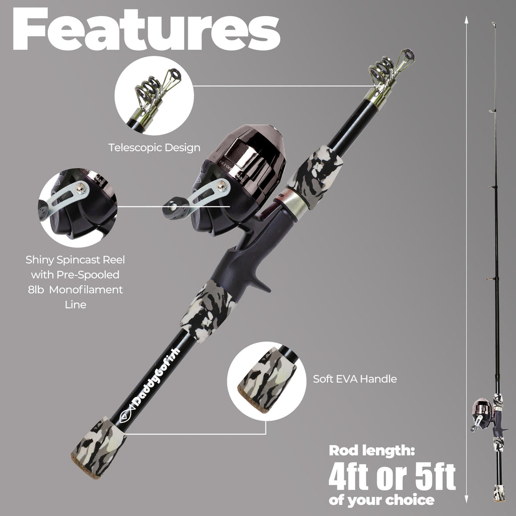 Kids Fishing Pole - Rod Reel Combo Tackle Box Starter Set - First Year Small Dock Gear Kit for Boys Girls Toddler Youth Age Beginner Little Children Junior Anglers