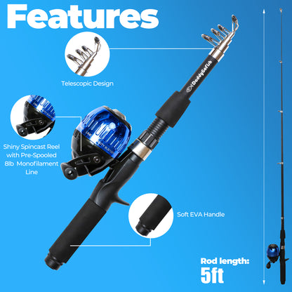 Kids Fishing Pole - Rod Reel Combo and Tackle Box Starter Set - Beginner Fishing Gear Kit for Boys, Girls, Toddlers, Youth, and Junior Anglers