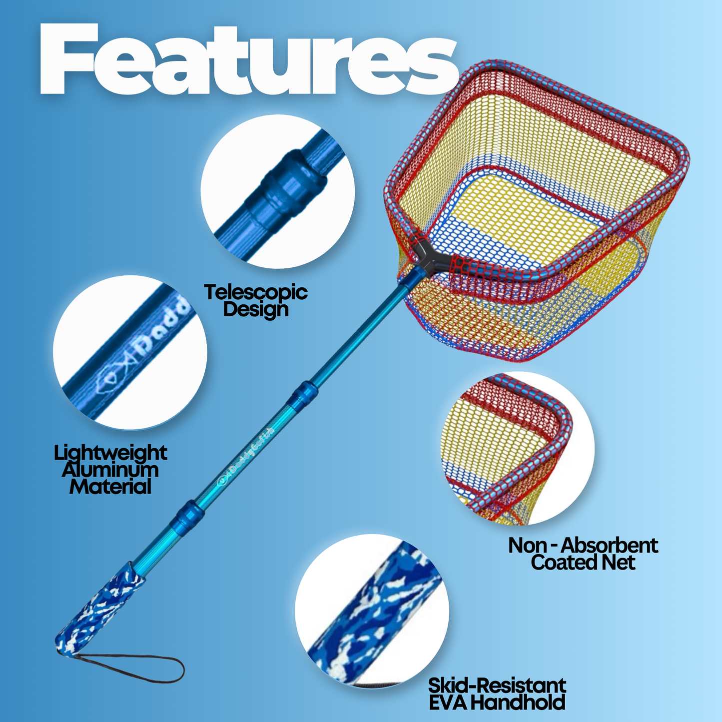 Kids Fishing Nets - Telescopic and Extendable Landing Net for Boys and Girls to Catch Small Fish Crabs Shrimps Minnows and Dragonflies in Various Water Bodies