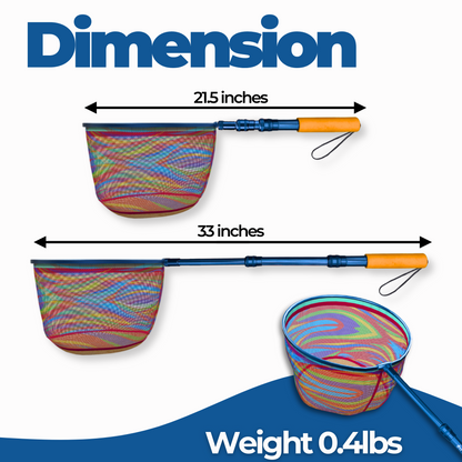 Kids Fishing Nets - Extendable Telescopic Landing Net for Catching Small Fish Crab Shrimp Minnow and Dragonfly at Beach Pier Lake River and Ocean