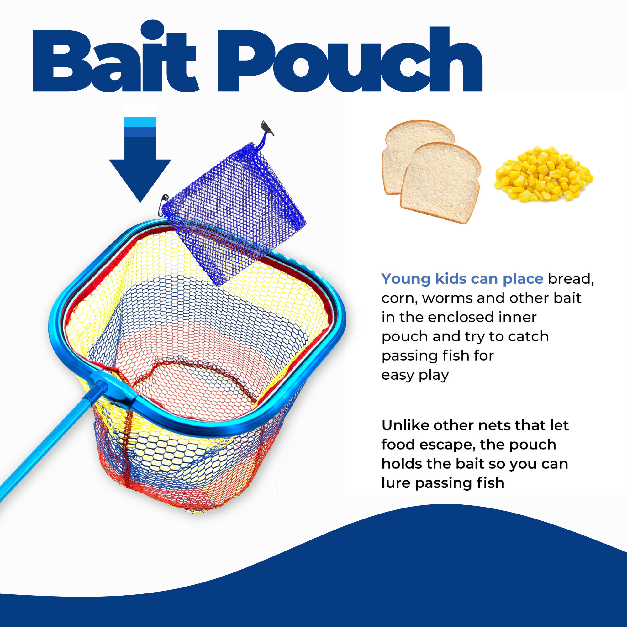 Kids Fishing Nets - Extendable Telescopic Fishing Net for Catching Fish Crab Shrimp Minnow and Dragonfly at Beach Pier Lake River and Ocean