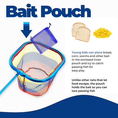 Kids Fishing Nets - Extendable Telescopic Fishing Net for Catching Fish Crab Shrimp Minnow and Dragonfly at Beach Pier Lake River and Ocean