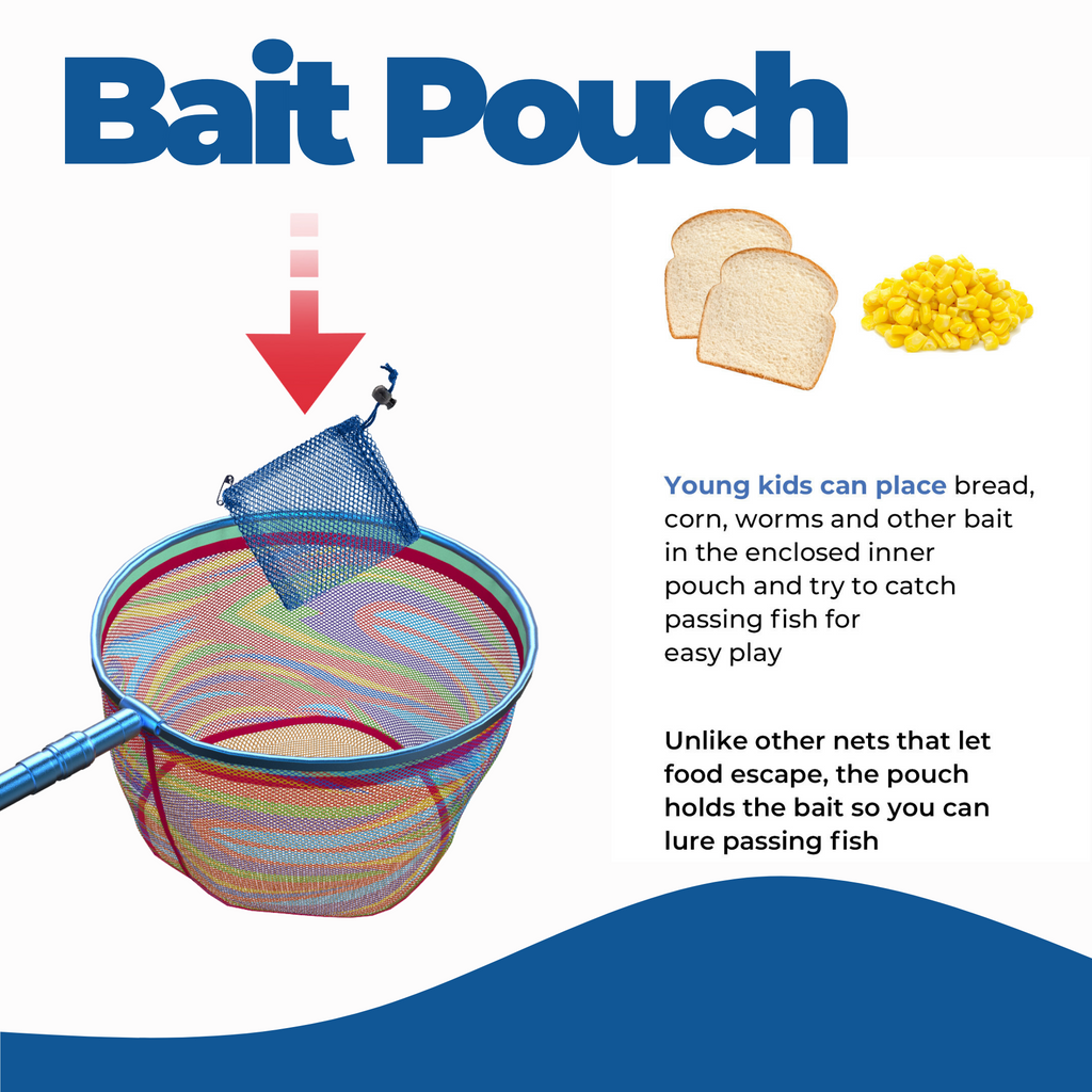 Kids Fishing Nets - Extendable Telescopic Landing Net for Catching Small Fish Crab Shrimp Minnow and Dragonfly at Beach Pier Lake River and Ocean