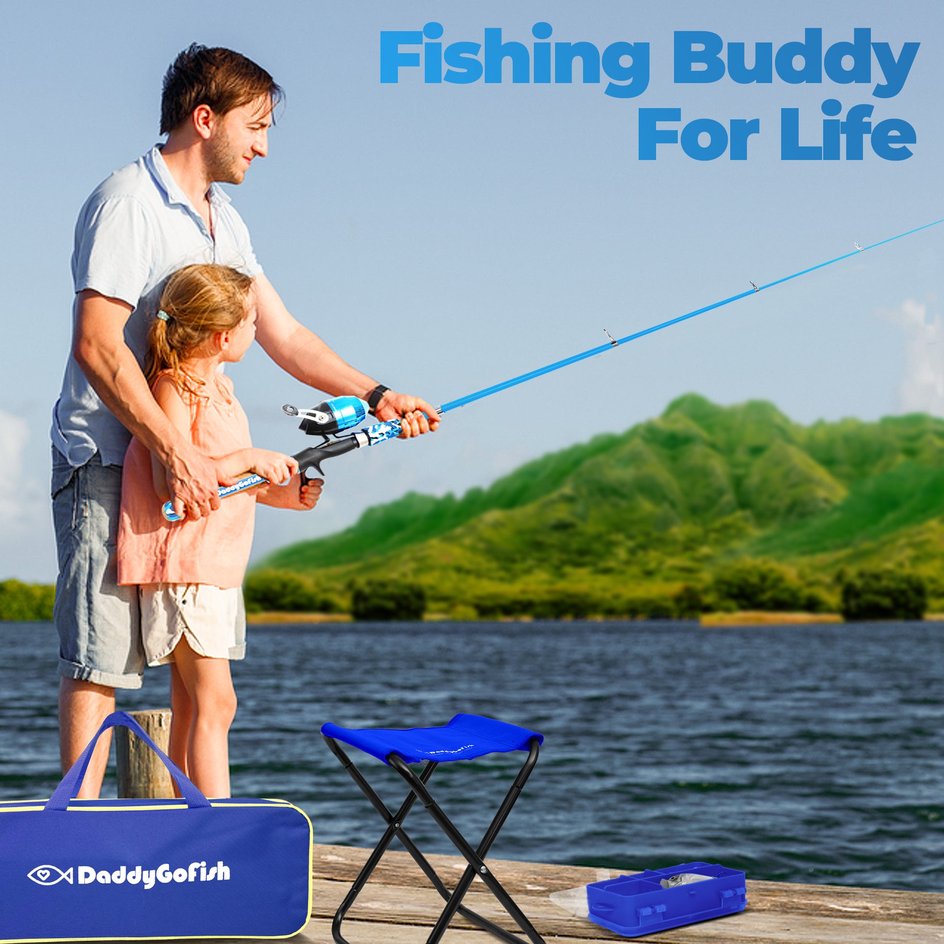 Kids Fishing Pole (Blue) – DaddyGoFish