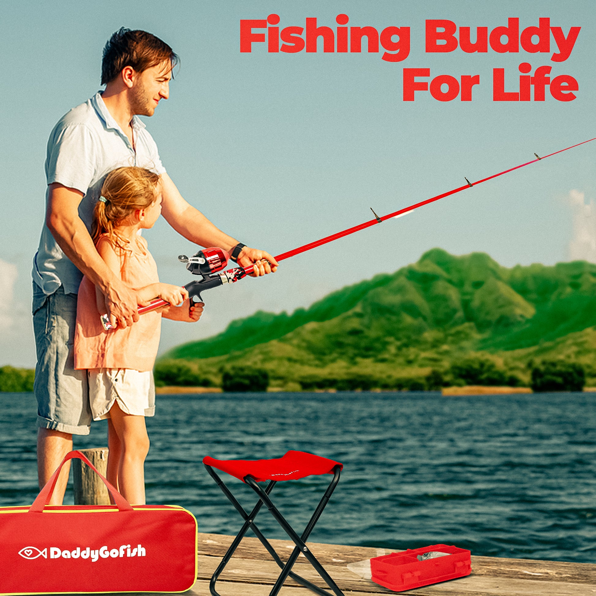 Kids Fishing Pole (Red) – DaddyGoFish