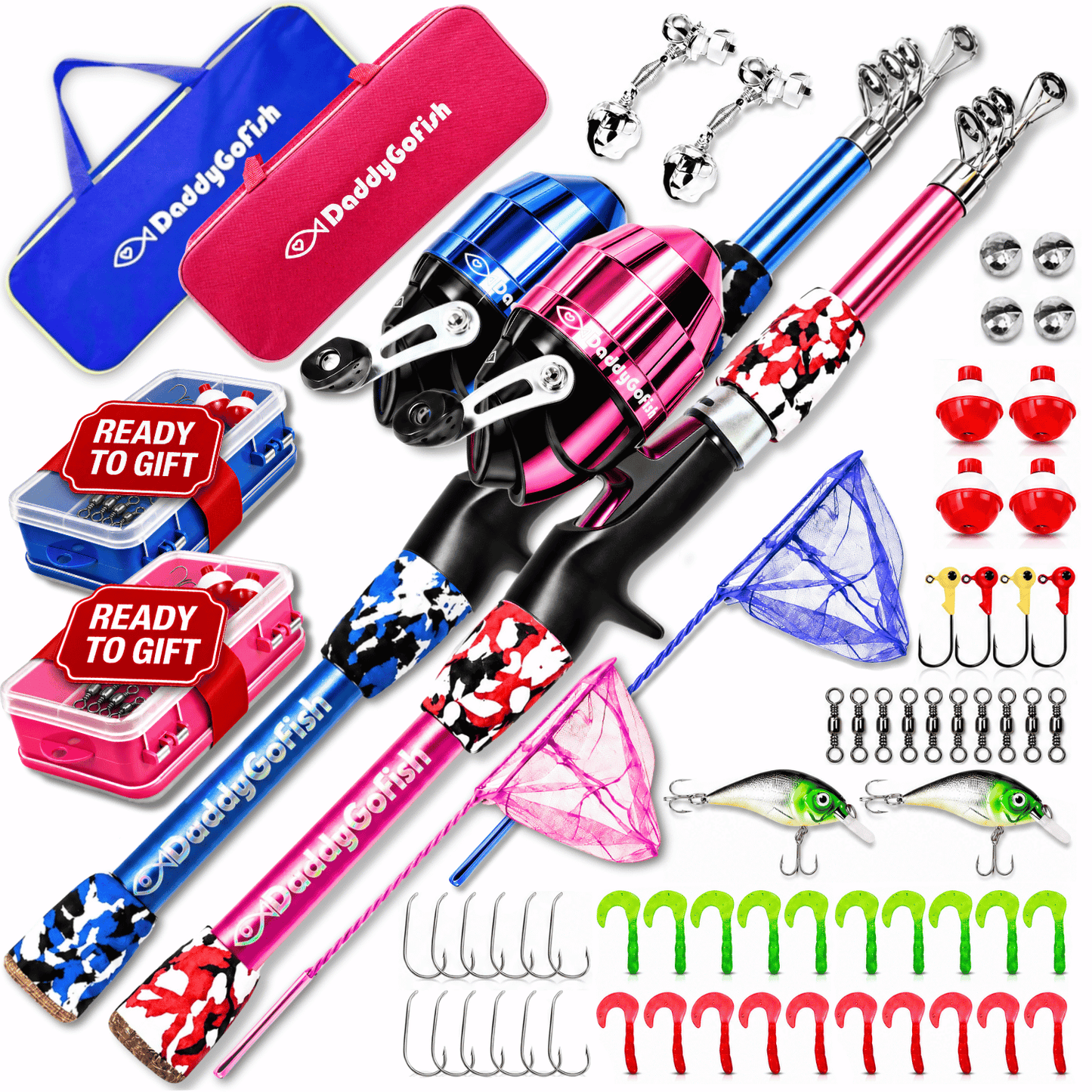 Kids Fishing Pole for Boys, Girls & Youth Age, Toddler Fishing Pole Set Kit