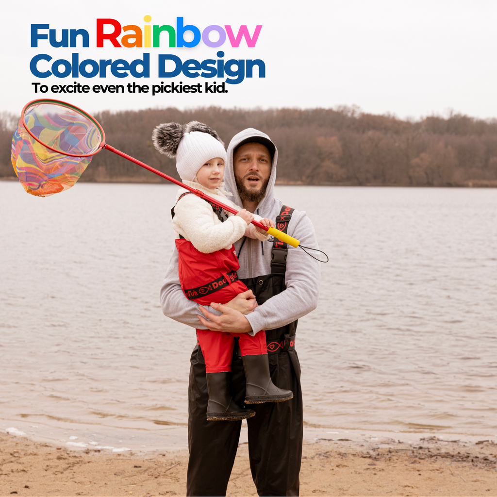 Kids Fishing Nets - Extendable Telescopic Landing Net for Catching Small Fish Crab Shrimp Minnow and Dragonfly at Beach Pier Lake River and Ocean