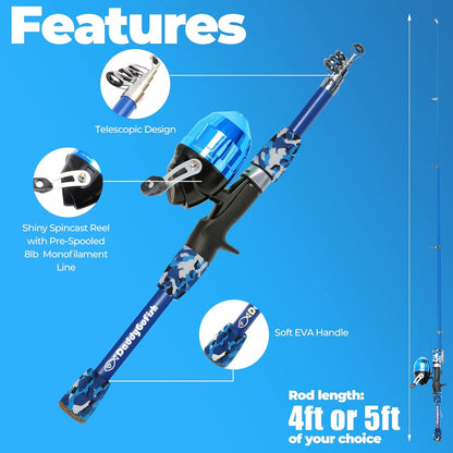 Kids Fishing Pole for Boys, Girls & Youth Age, Toddler Fishing Pole Set Kit